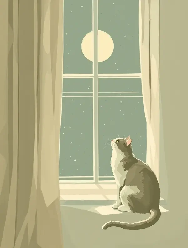 月光与猫 - 夜晚随笔 - 达达兔